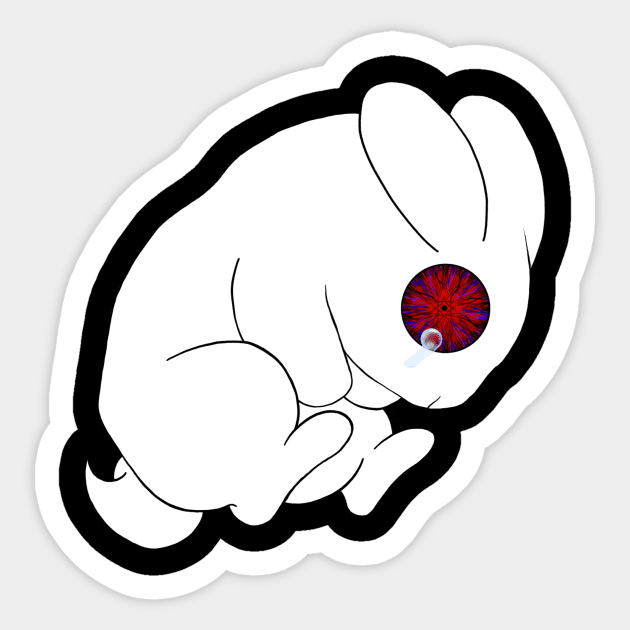 Sad Little Bunny (White) Sticker by Opalescents